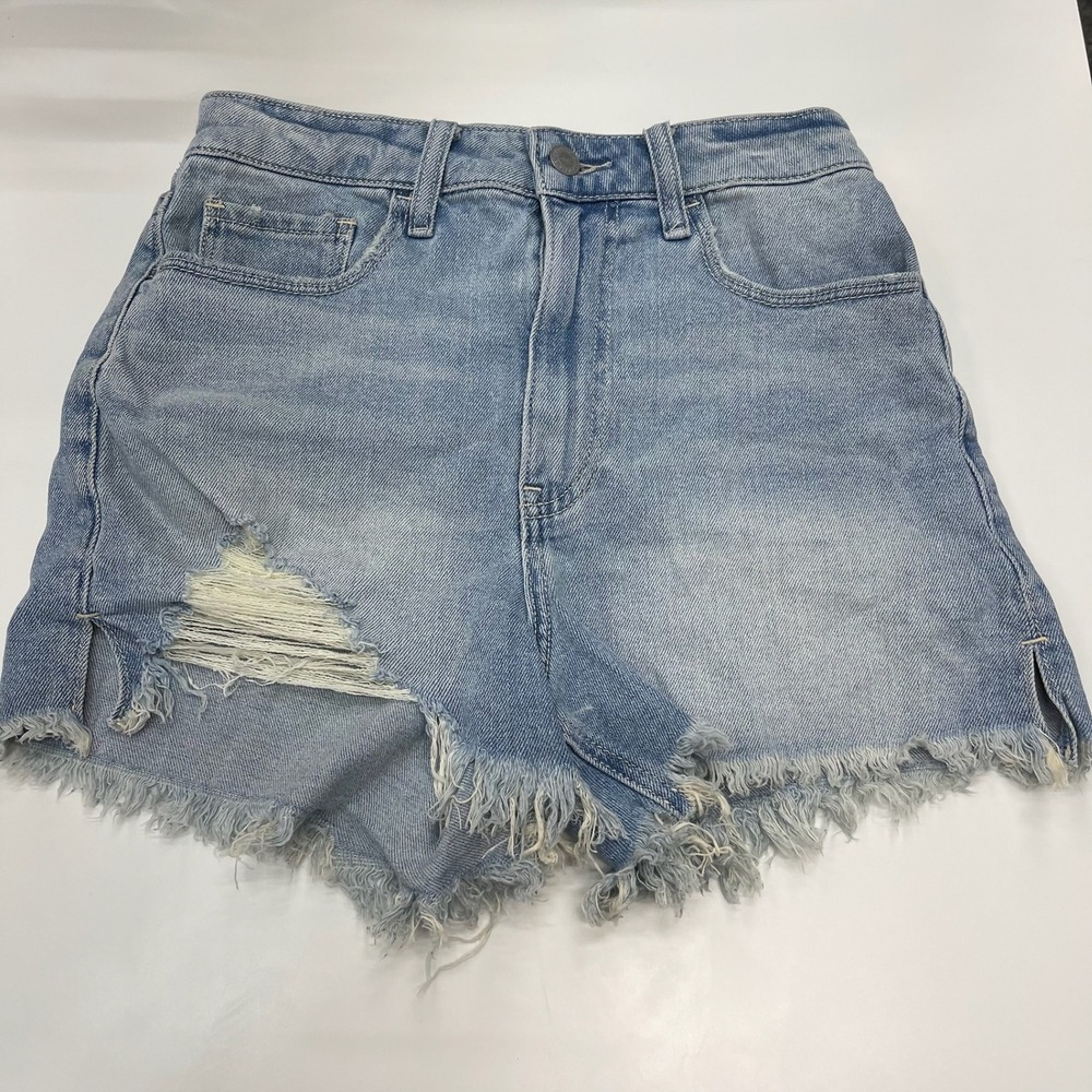 Hollister Ultra High-Rise Mom Shorts 3" Light Wash Distressed Denim W25 Size 1